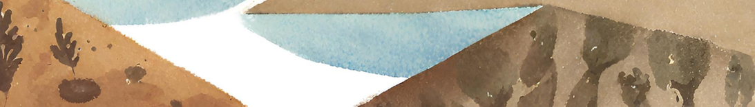 Decorative Element - Page spacer image of blue river and brown soil in a watercolor style.
